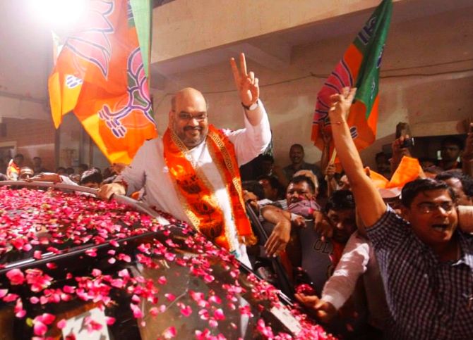 Celebration erupts after Amit Shah was appointed BJP general secretary 