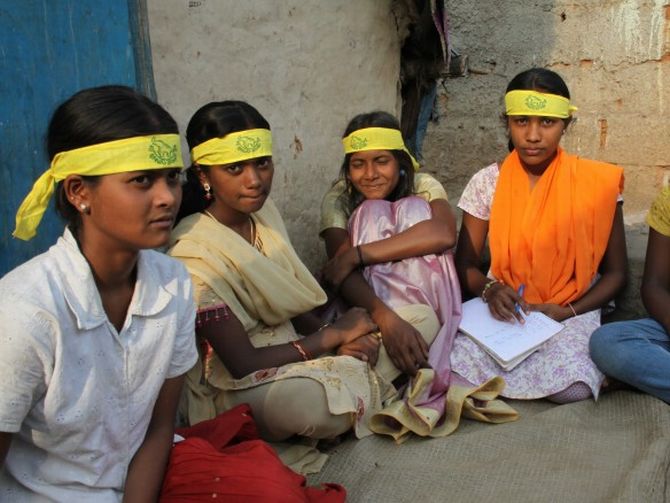 Members of Bhima Sangha, the union of working children facilitated by CWC