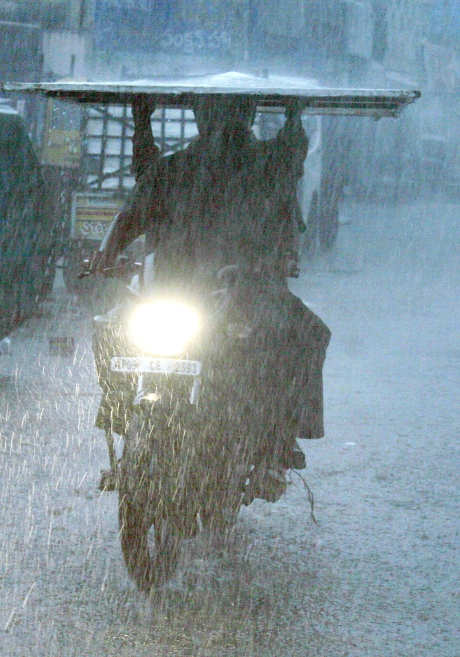 Heavy rain lashes Andhra Pradesh as Cyclone Phalin near the coast  