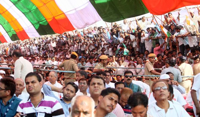Heavy turnout of Congress supporters turned up for the rally in Churu