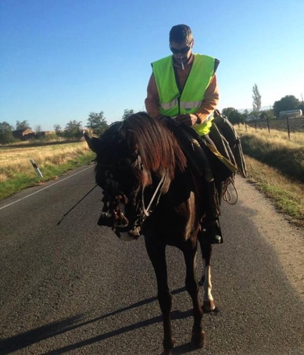 This Spaniard is riding 2000 miles on horse-back for a job!