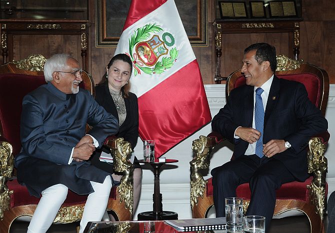 The Vice President with Peru's President Ollanta Humala