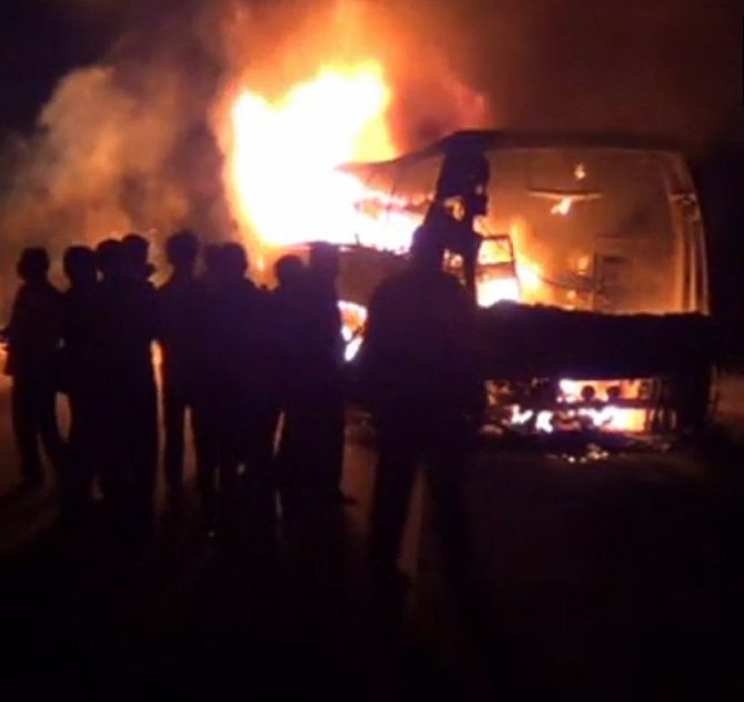 45 Volvo bus passengers perish in fire near Hyderabad
