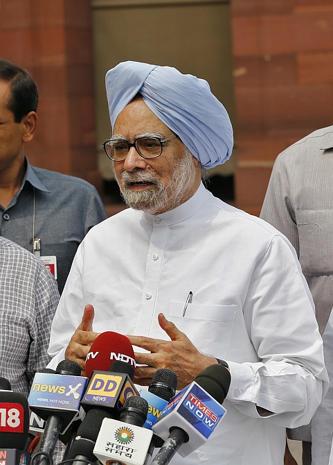 Prime Minister Manmohan Singh speaks to the media in New Delhi
