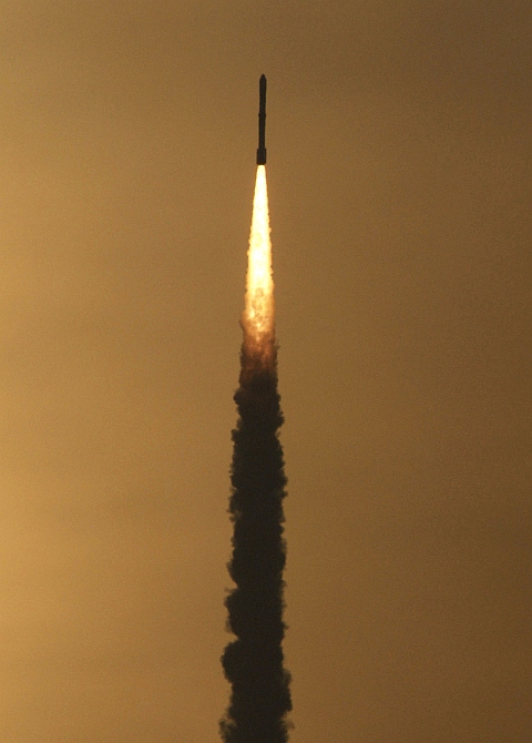 The PSLV C-12 blasts off from Satish Dhawan space centre at Sriharikota