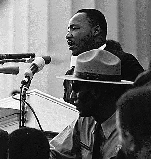 Dr Martin Luther King giving his 'I Have a Dream' speech during the March on Washington, DC, on August 28, 1963