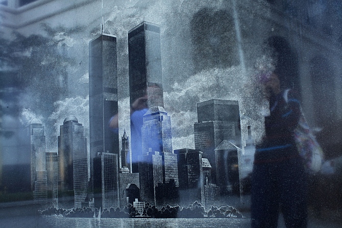 A Memorial Monument during the 11th anniversary of the 9/11 attacks on the World Trade Center in Exchange Place in New Jersey