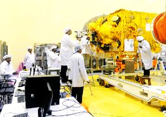 Scientists at ISRO working on the Mars mission in Bangalore