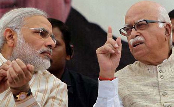 Modi with BJP veteran L K Advani