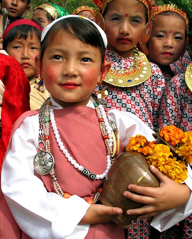 A file photo of a Sikkimese girl in traditional attire.