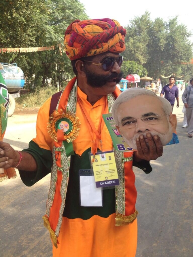 A Modi supporter at the rally in Rewari, haryana 
