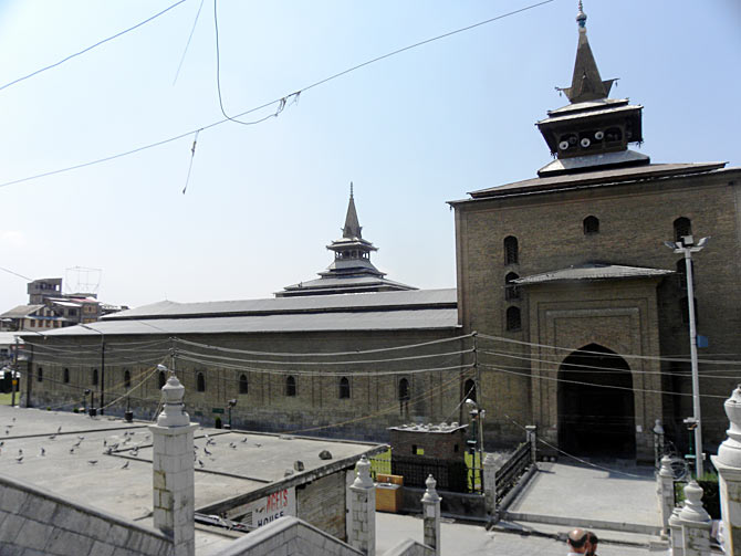 The 15th-century Jamia Masjid in Srinagar where Mirwaiz Umar Farooq gives his Friday sermon