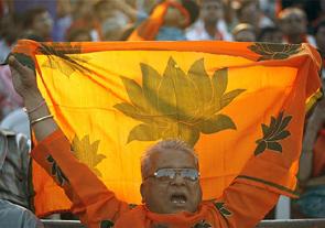 BJP supporters in Maninagar, Gujarat.