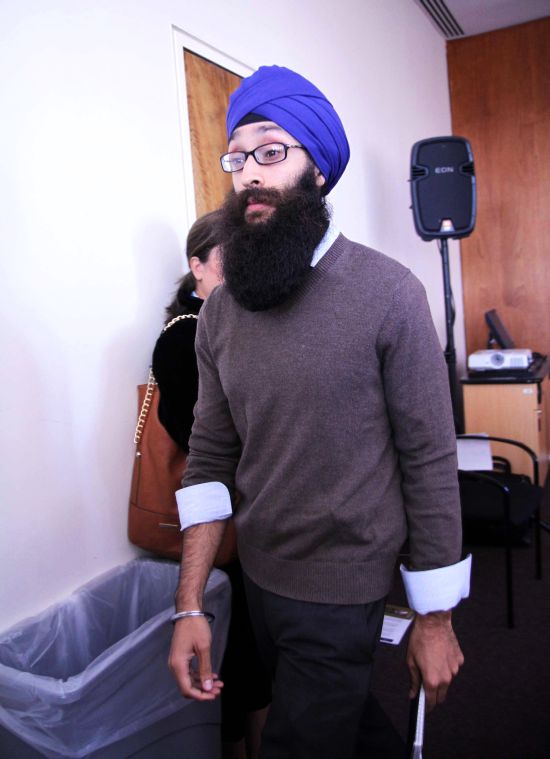 Dr Prabhjot Singh leaves after addressing the media on Monday in New York