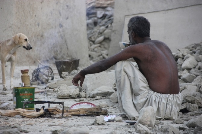The rubble of a house is seen after it collapsed following the quake in the town of Awaran