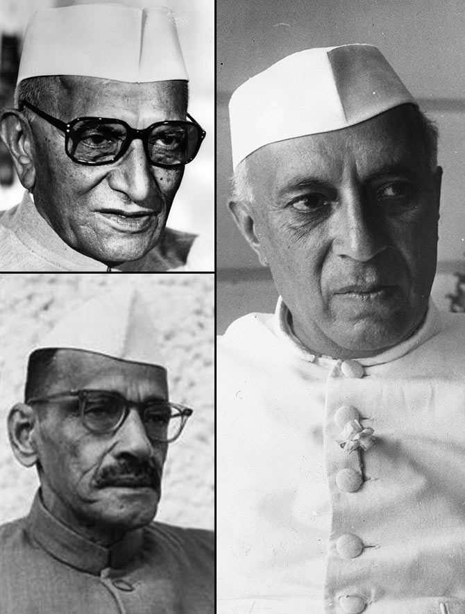 Former PMs Morarji Desai, Nehru and Gulzarilal Nanda