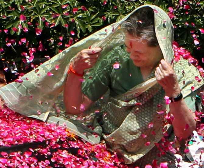 Sonia Gandhi in Rae Bareli on Wednesday