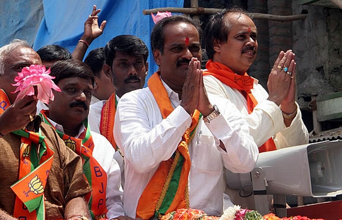 BJP's PC Mohan campaigns in Bangalore Central.