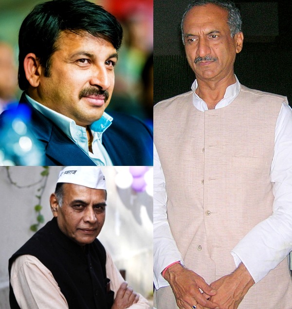 Clockwise: The Congress MP from Northeast Delhi, J P Aggarwal; AAP candidate Professor Anand Kumar, and BJP candidate Manoj Tiwari.