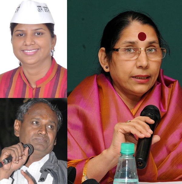 Clockwise: The Congress MP from Northwest Delhi Krishna Tirath; the BJP's Udit Raj and the AAP's Rakhi Birla.