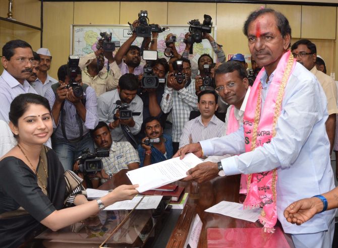 K Chandrashekara Rao files his nomination from Medak