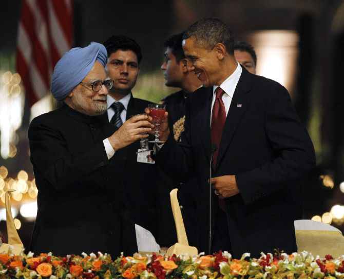 PM Manmohan Singh with US president Barack Obama in New Delhi