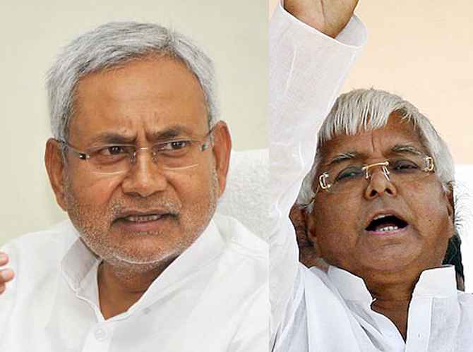 JD-U leader and Bihar Chief Minister Nitish Kumar (left) and RJD chief Lalu Prasad Yadav
