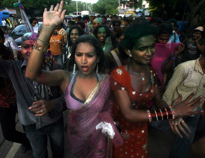 Transgenders attend a rally in Mumbai.