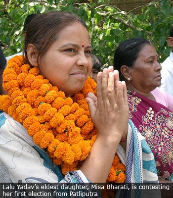 Lalu Yadav’s eldest daughter, Misa Bharati, is contesting her first election from Patliputra