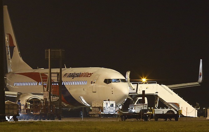 Malaysia Airlines flight MH192 from Kuala Lumpur to Bangalore is seen at Kuala Lumpur International Airport