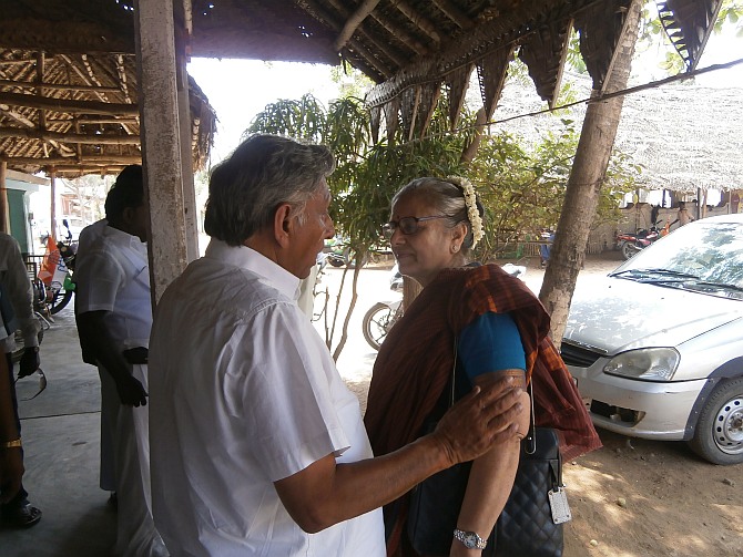 Mani Shankar Aiyar with his wife Suneet Vir Singh before leaving for his campaign.