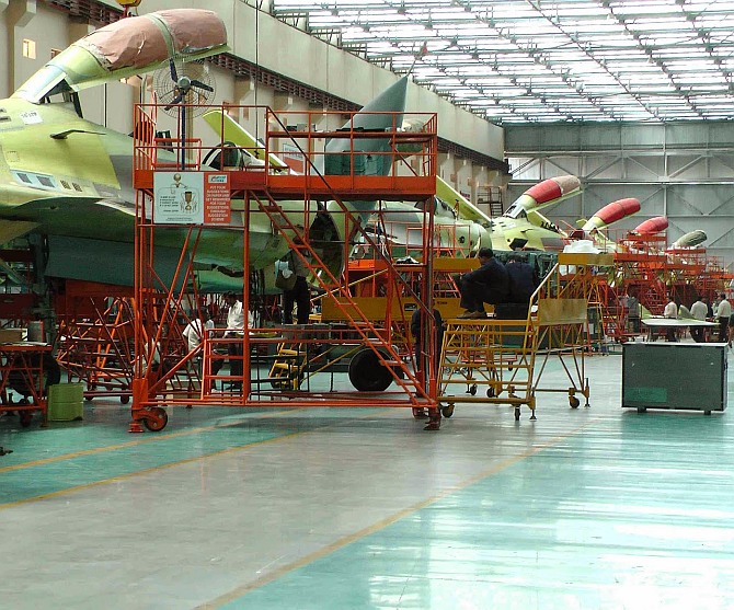 The Sukhoi-30MKI production line at Nashik which rolled out 15 fighters in 2013-14