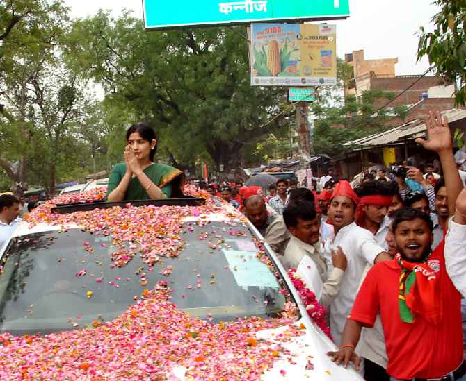 Dimple Yadav campaigns in Kannauj 