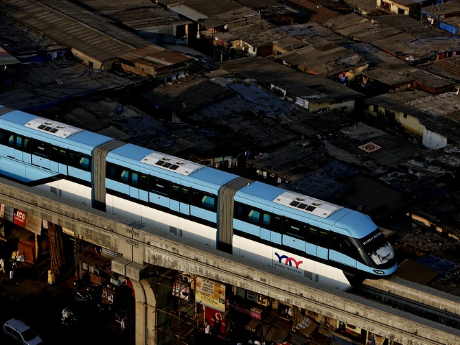 A single monorail vehicle carries no more than 568 passengers, as against a nine-coach suburban Mumbai local that has a capacity of about 2500 passengers, though twice as many people or more use it during the peak hours.