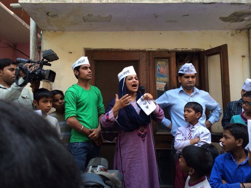 AAP leader Shazia Ilmi on the campaign trail in Ghaziabad.