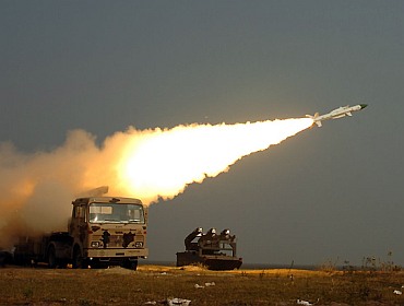 The IAF tests the Akash missile.