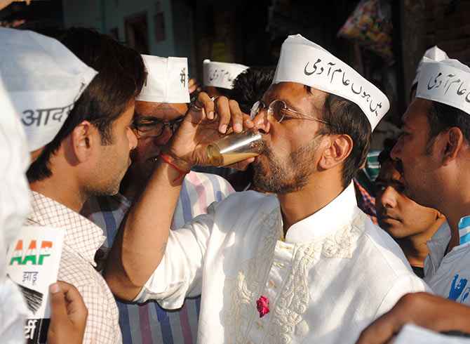 There's awareness about the AAP in Lucknow, says Javed Jafri, seen here drinking a glass of tea.