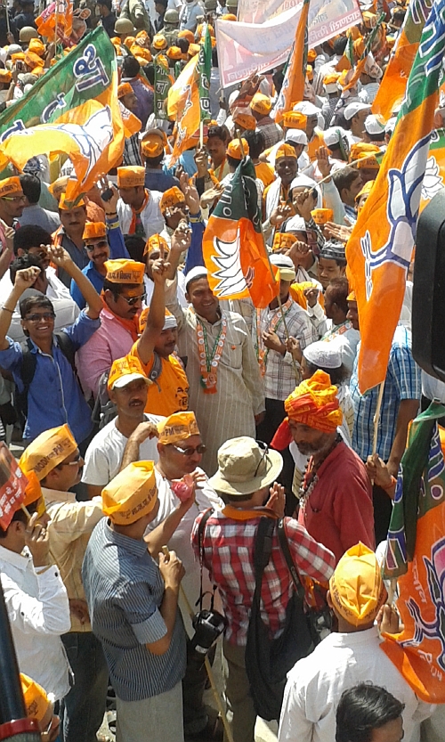 Muslims participate in Modi's roadshow in Varanasi.