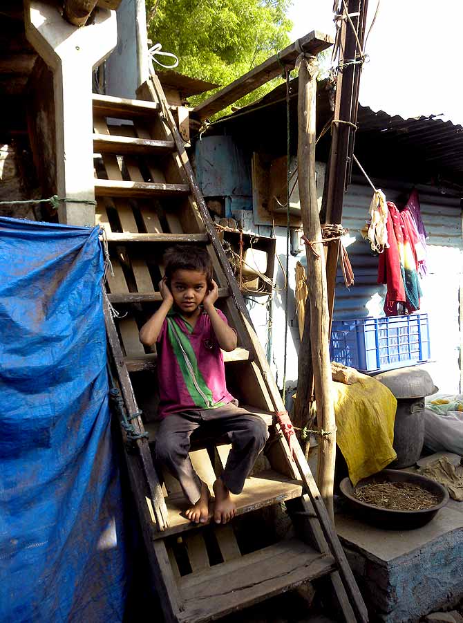 A child from Hathi Talau, a poorer area in Vadodara.