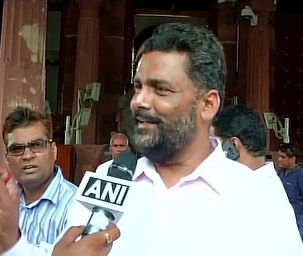 RJD MP Pappu Yadav outside Parliament after he threw paper at the Speaker