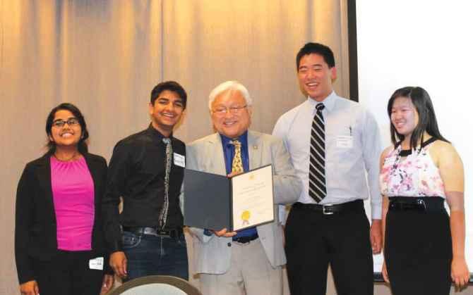 The BaggageTrack app development team with US Congressman Mike Honda.