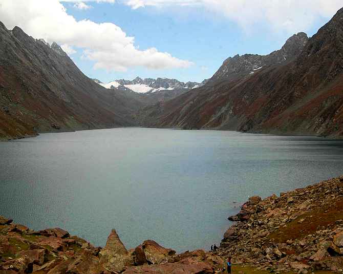A view of the Kousar Nag lake in South Kashmir's Kulgam district