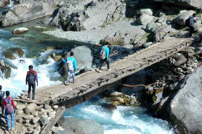 Tourists making their way to Kousar Nag lake in South Kashmir