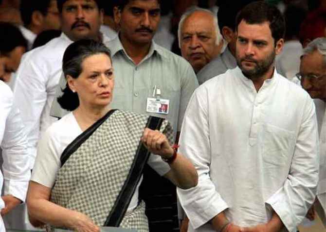 Congress vice president Rahul Gandhi with party chief Sonia Gandhi
