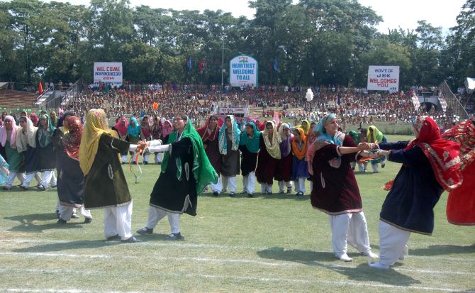 Independence Day celebrations at Bakshi Stadium in Srinagar.