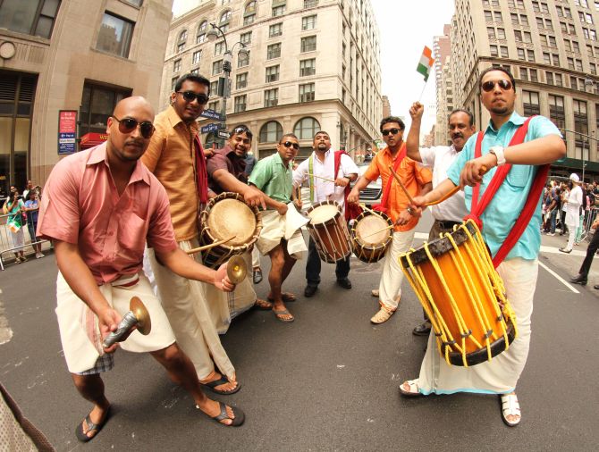 Dhols and nagadas were played by those participating in the parade.  