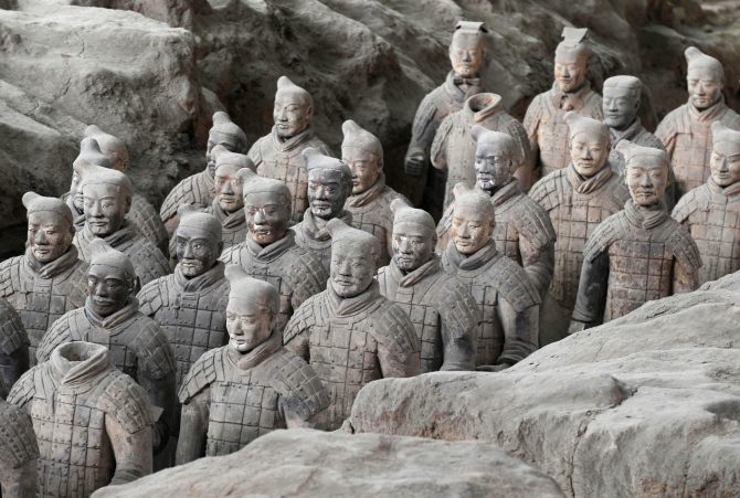 Hundreds of Terracotta warriors, which were unearthed during the first excavation from 1978 to 1984, stand inside the No 1 pit at a museum in Xi'an, Shaanxi province.