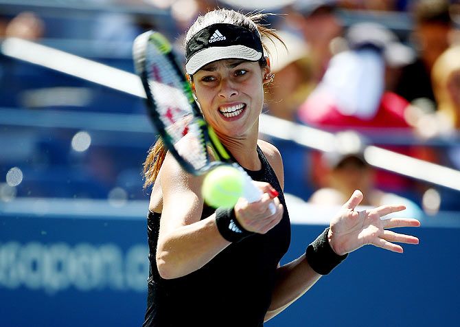 Ana Ivanovic of Serbia returns a shot to Karolina Pliskova of the Czech Republic during their US Open women's singles second round match at the USTA Billie Jean King National Tennis Center in New York on Thursday