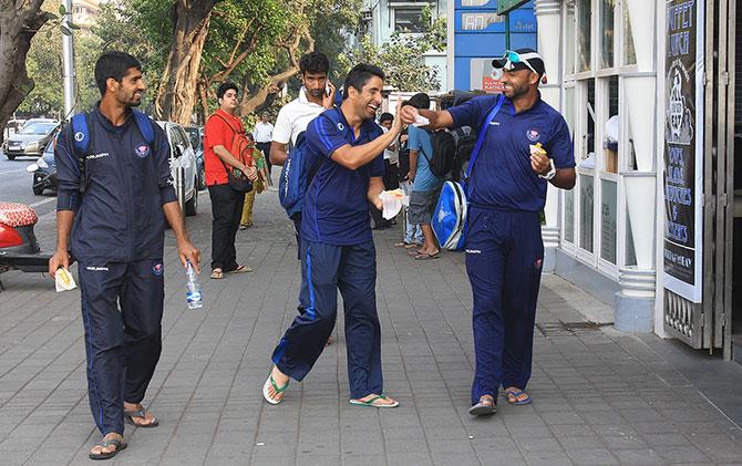 Sameiullah Beigh along with other players enjoying the famous K Rustom's ice cream in Mumbai