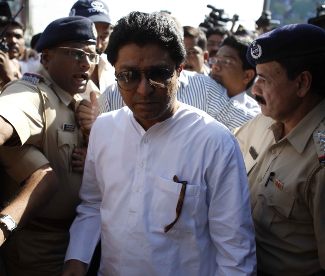 Maharashtra Navnirman Sena chief Raj Thackeray being released after he was being briefly held